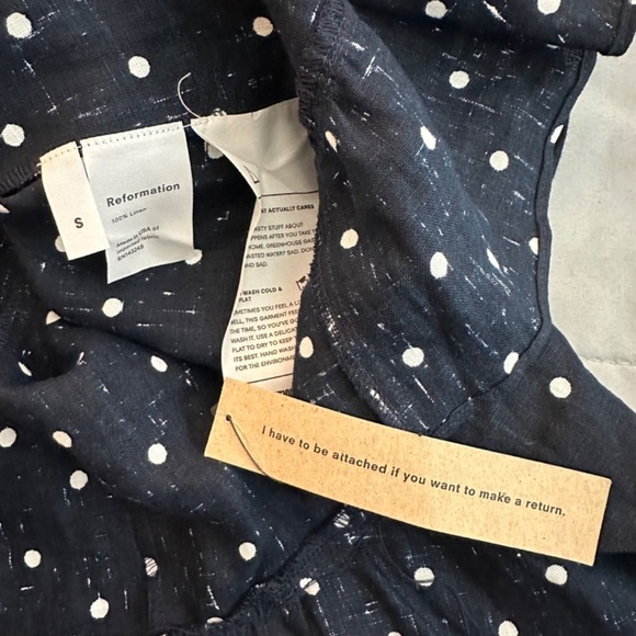 Reformation Mini Wrap Dress Womens S Linen Polka Dot USA Made Cottagecore Preppy - Picture 14 of 16